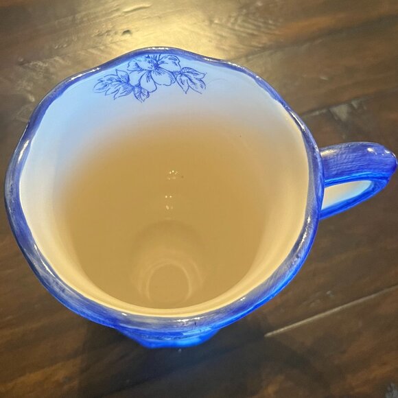 Blue and Cream Pedestal Mug French Countryside - Picture 2 of 3